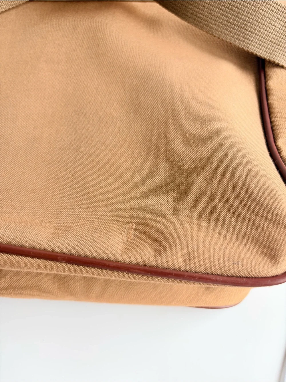 Messenger Safari Bag Tan Canvas Brown Leatherette Straps